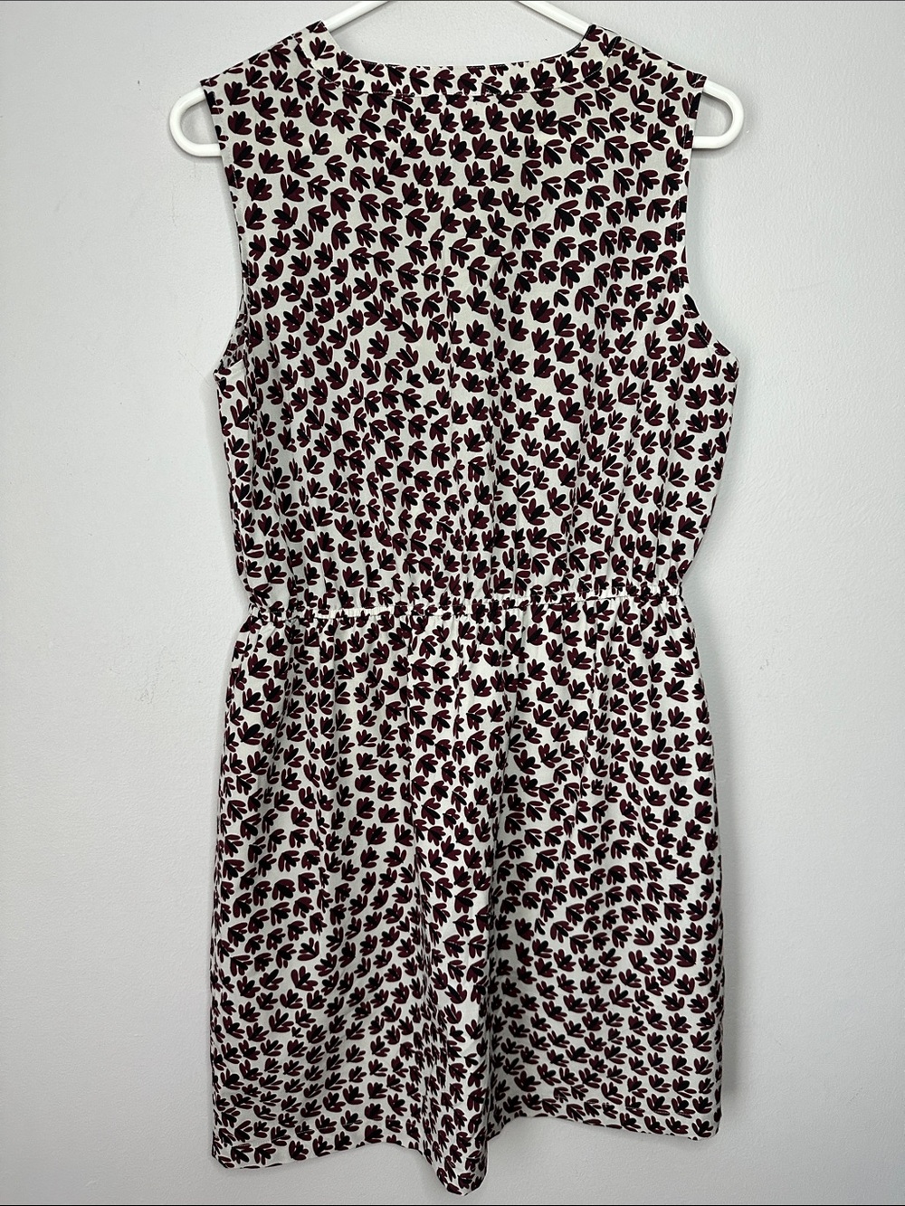 Loft Sleeveless White Dress with Burgundy Leaf Print size M - Picture 4 of 6